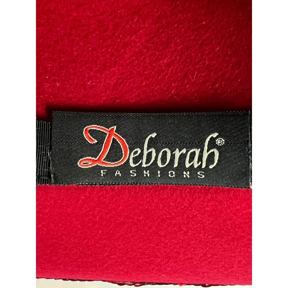 Vintage Deborah Fashions Red 100% Wool Church Formal Derby Wide Brim Hat USA